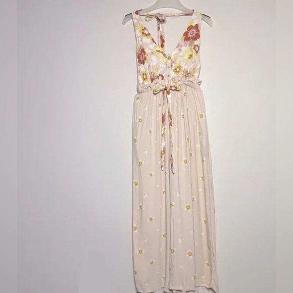 Free People Daisy & Dreams Floral Ankle Cropped Floral Halter Jumpsuit S - Picture 3 of 16